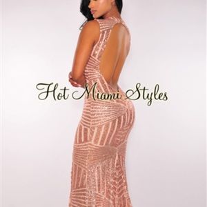 Hot Miami Styles backless glitter gown